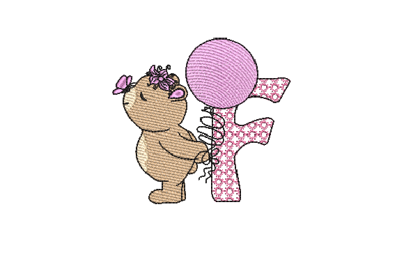 F Girl Teddy: A Hand-Drawn Sketch for Modern Embroidery