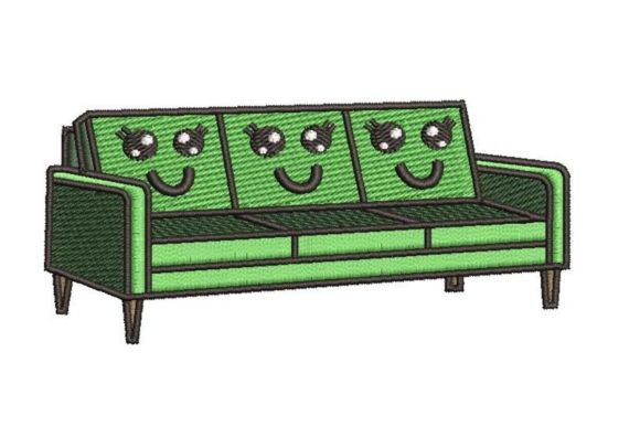 Smiling Couch: A Playful Embroidery Design for Boutique Apparel
